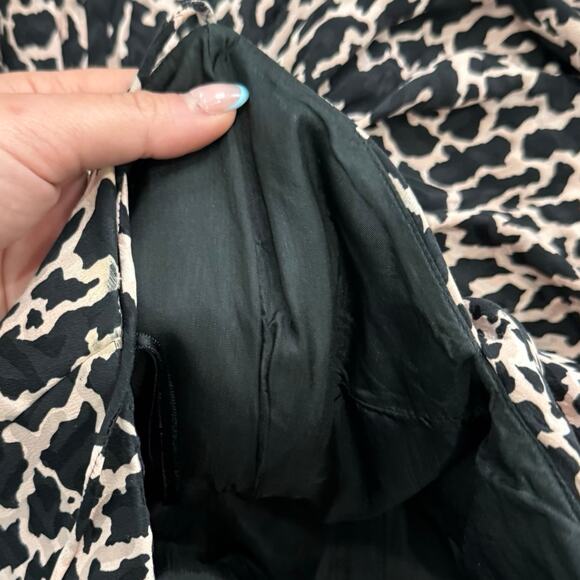 Vintage 80s Pink Black Leopard Ruched Peplum Sleeveless Silk Mini Dress size 4 - Picture 11 of 13